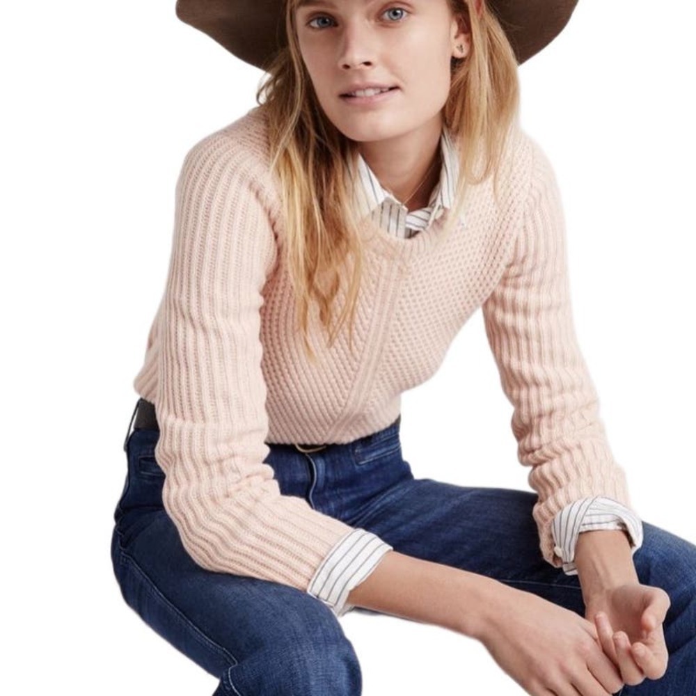 Madewell Soft Pink Hexcomb Texture Knit Pullover Sweater Size XS